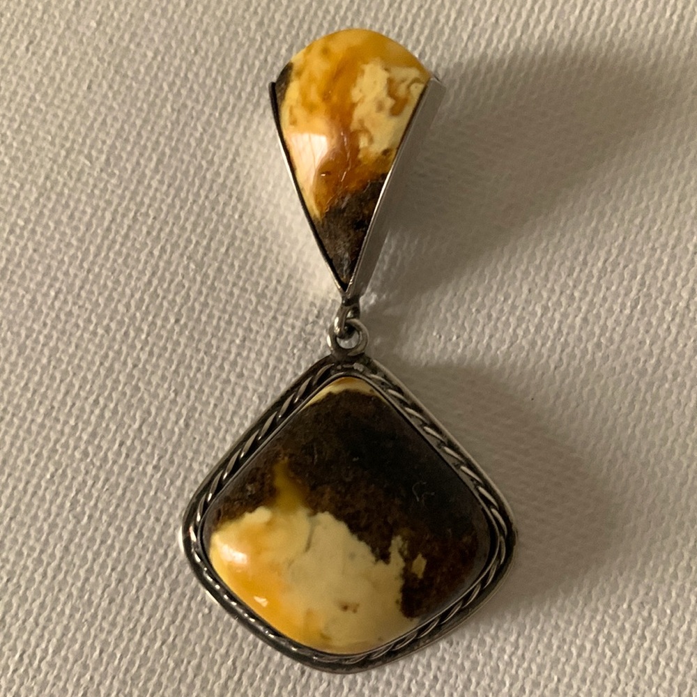 Amber pendant in sterling silver